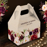 Burgundy Red Floral Rustic Boho Wedding Favor Boxes