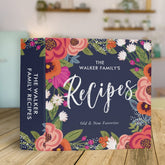 Colorful Dark Blue Boho Flowers Recipes 3 Ring Bin Binder