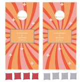 Retro Groovy 70's Themed Muted Tones Wedding Cornh Cornhole Set