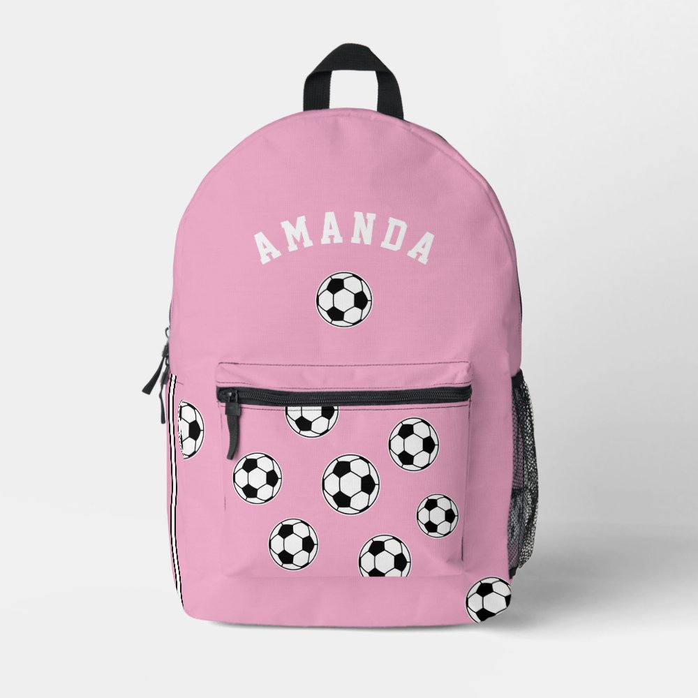 Soccer Pink Personalized Kids Back to School Printed Backpack