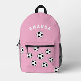 Soccer Pink Personalized Kids Back to School Printed Backpack