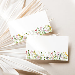 Minimalist elegant wildflowers wedding place card