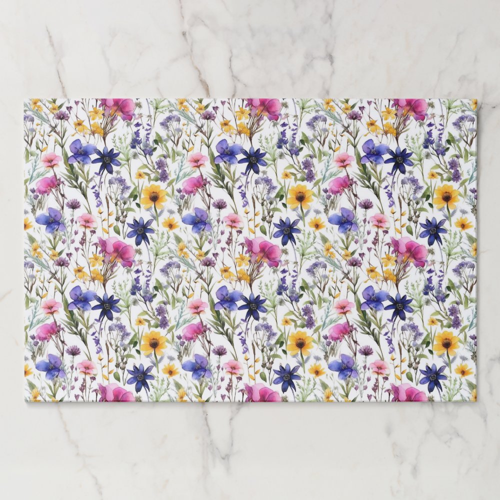 Wildflowers Paper Placemats, Garden Floral Mats