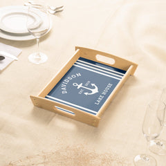 Nautical Navy Blue Custom Family Lake House Serving Tray