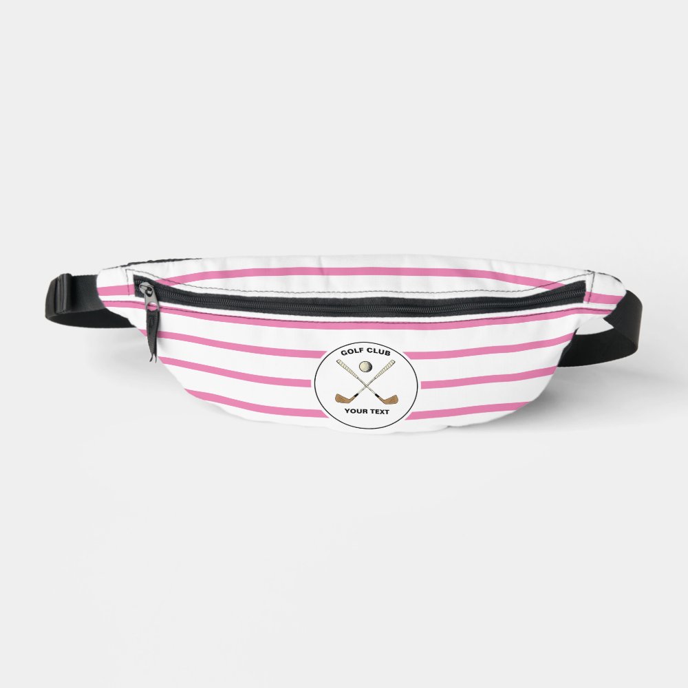Personalized Golf Club Golfer Pink Striped Fanny Pack