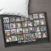28 Photo Collage Grid - 1 Text box - black white Pillow Case