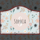 Girls Cute Pastel Floral Print Botanical Kids Door Sign