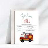 Boys Cute Fire Engine Truck and Name Stainless Steel Water Bottle