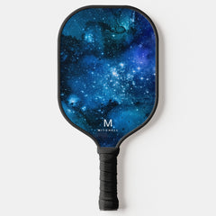 Cool Nebula Galaxy Monogram Name Pickleball Paddle
