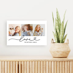 Love Heart Script Family Photo Collage Canvas Print