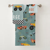 Boys Cool Blue Racing Car Kids Bath Towel Set