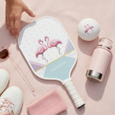 Modern Trendy Flamingo Pink Girly Name Pickleball Paddle