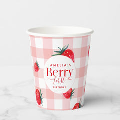 Berry First Birthday Strawberry Girl Paper Cups