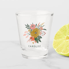 Simple Minimalist Botanical Flower Personalized Shot Glass