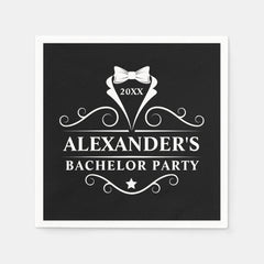 Bachelor Party Tuxedo Tie Black Paper Napkins