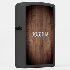 Rustic Weathered Dark Wood Custom Name Zippo Lighter