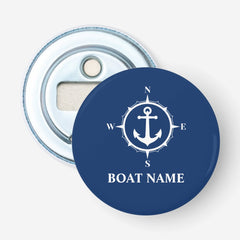 Your Boat Name Compass Anchor Blue Bottle Opener