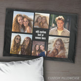 6 Photo Collage Minimalist - Black and White Grid Pillow Case