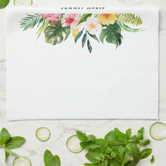 Tropical botanical floral summer vacation kitchen towel