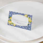 Positano Lemons Blue and White Pattern Wedding Place Card