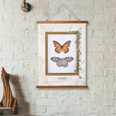 Vintage 1989 Botanical Butterfly Nature Wall Hanging Tapestry