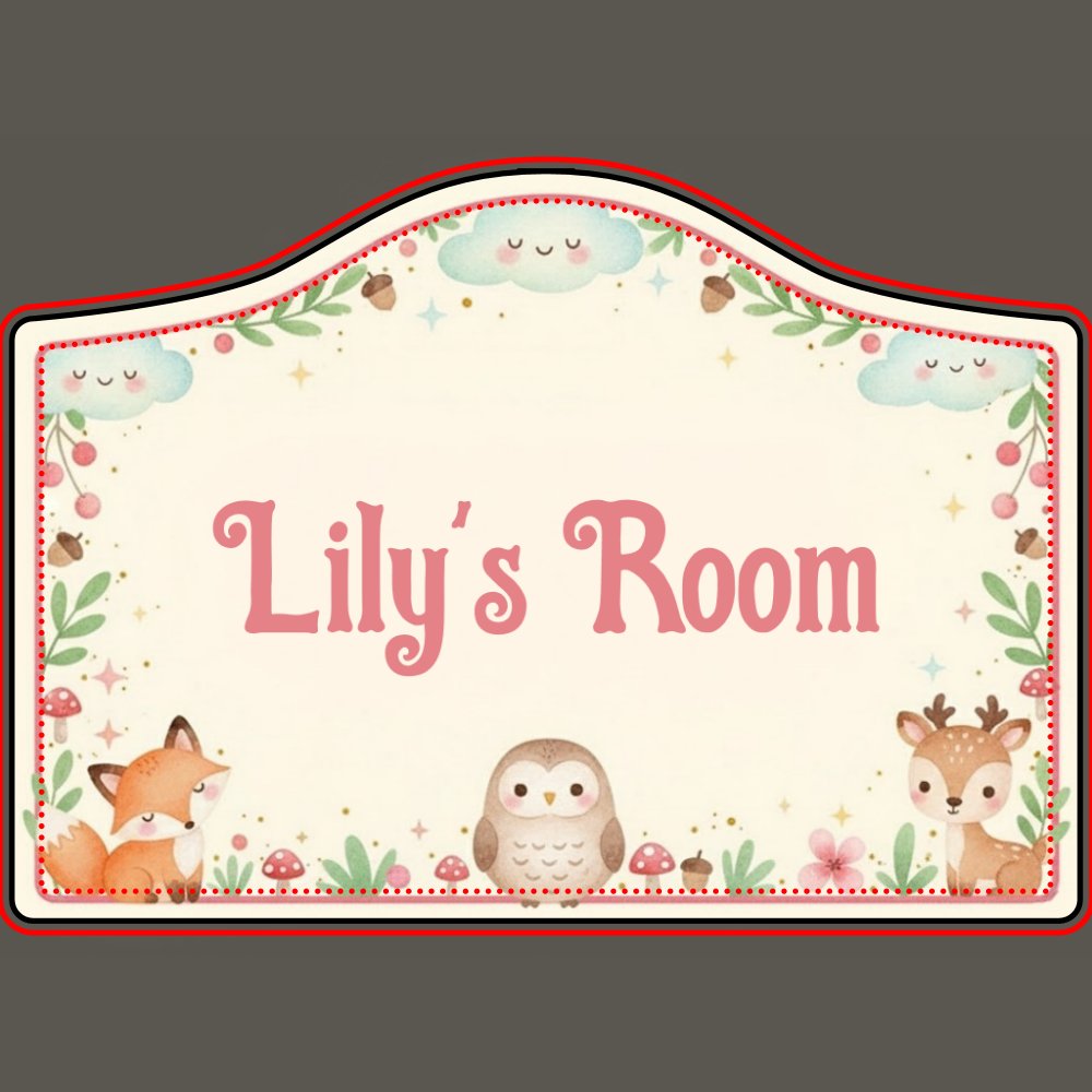 Woodland Animals Cute Girls Kids Bedroom Door Sign