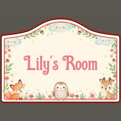 Woodland Animals Cute Girls Kids Bedroom Door Sign