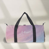 Colorful Pastel Abstract Rainbow Pattern, Purple Duffle Bag