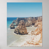 Vintage Ocean Beach Portugal Cliffs Coves Photo Poster