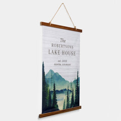 Rustic Lake House | Family Name Hanging Tapestry