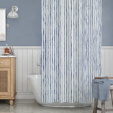 Watercolor Blue White Painted Striped Beach Decor Shower Curtain