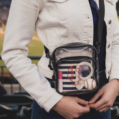 Personalized Baseball Heart Love Name Clear Crossbody Bag