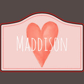 Girls Cute & Whimsical Pink Watercolor Heart Kids Door Sign