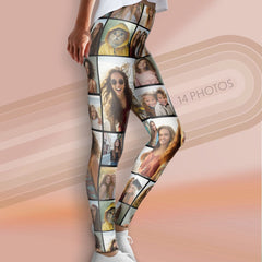 Create a Custom Photo Collage with 14 Photos Leggings