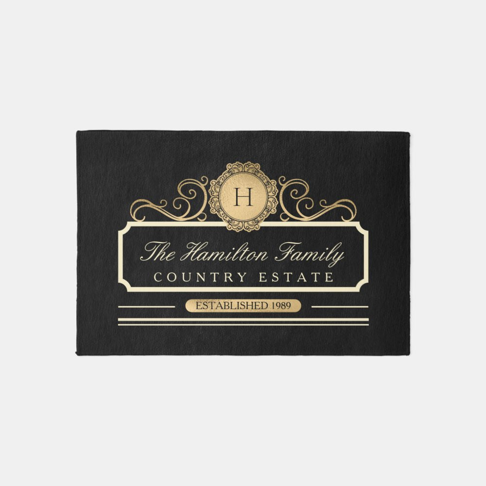 Elegant Family Home Gold Black Rug