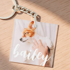 Modern Playful Simple Elegant Chic Pet Photo Keychain