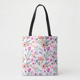 Cute Colorful Pastel Watercolor Floral Custom Name Tote Bag