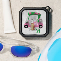 Unique Charming Golf Cart with Clubs Monogram Bluetooth Speaker