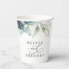 Succulents Gold Greenery Elegant Modern Wedding Paper Cups