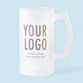 Frosted Glass Beer Mug with Logo 16 oz No Minimum