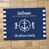 Custom Beach House Family Name Seahorse Anchor Doormat