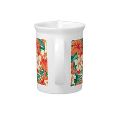 Hawaiian vibe tropical flowers pattern beverage pitcher