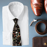 Black Botanical Watercolor Floral Pattern Neck Tie