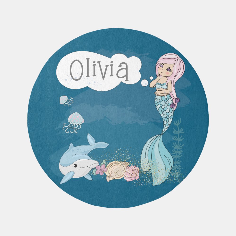 Under the Sea Sweet Mermaid Personalized Area Rug