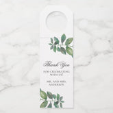 Woodland wedding thank you. Watercolor leaves Bottle Hanger Tag