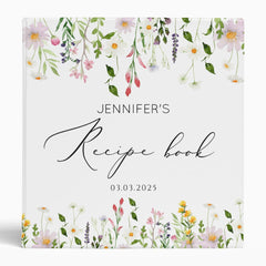 Wildflowers elegant bridal shower recipe book 3 ring binder