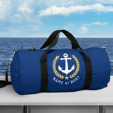 Your Boat or Name Anchor Gold Laurel Star Navy Duffle Bag