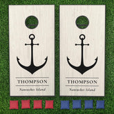 Nautical White Washed Wood Anchor Custom Cornhole Set