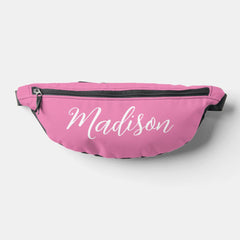 Trendy Pink Girls Name Handwritten Script Custom Fanny Pack