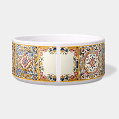 Yellow Pink & Blue Mediterranean Tile Custom Pet Bowl